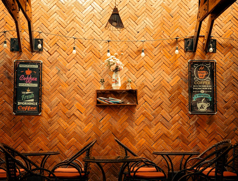 Dewey's pizza interior dining room with warm ambience