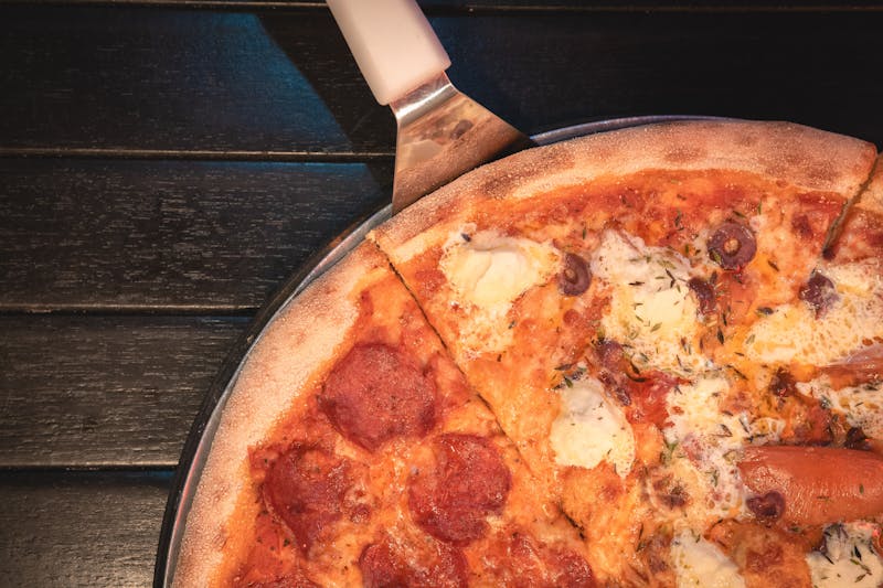 Spicy pepperoni pizza at Dewey's